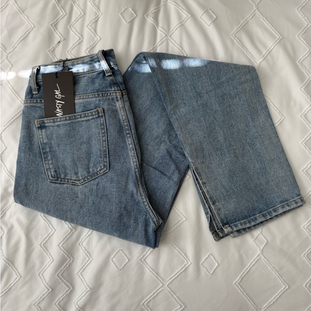 Nasty Gal Slit Denim Blue Jeans